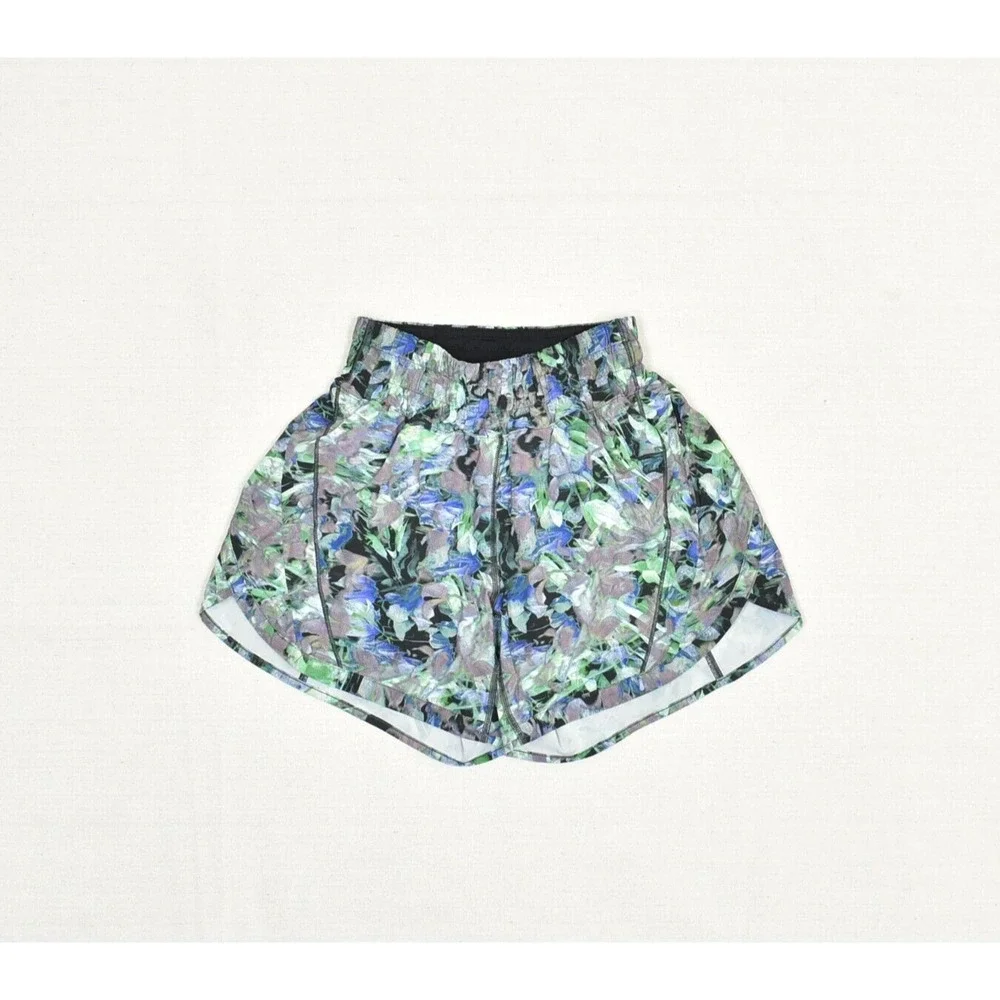 Lululemon Women Sweat Shorts Floral Gym Workout Polyester Multicolor Size 2